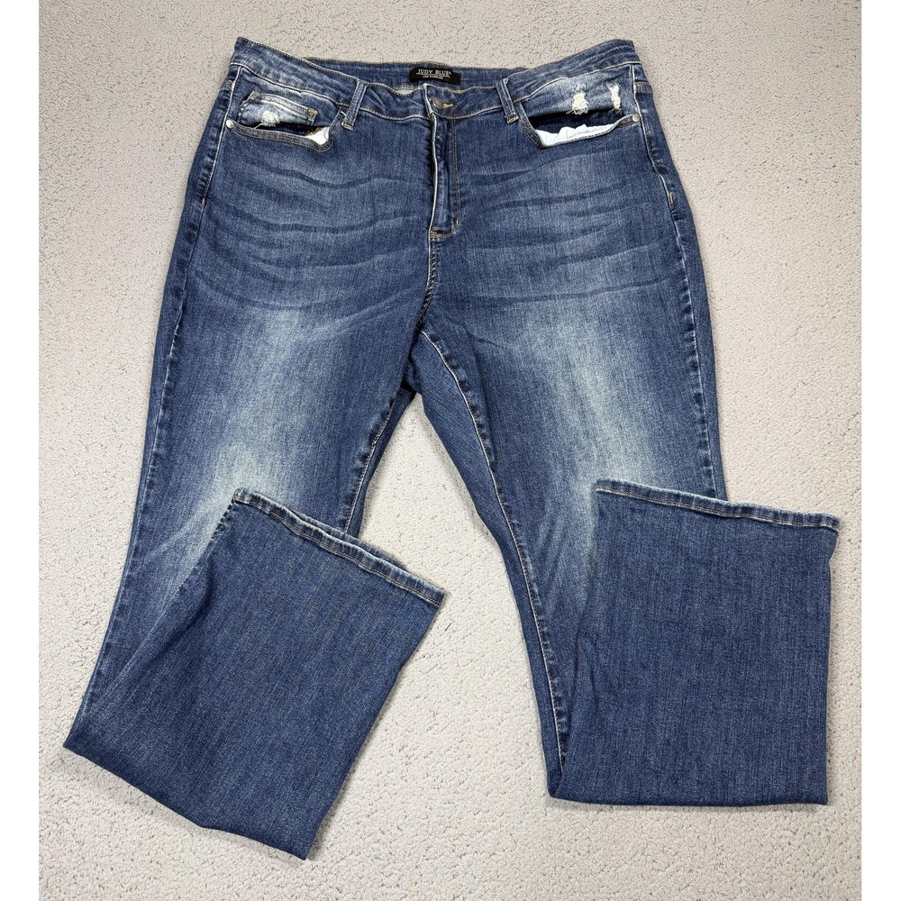 Judy Blue Jeans Womens 22W Blue High Rise Straight Stretch Denim JB88290-L